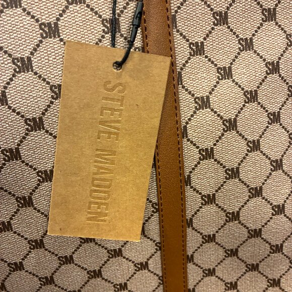 Steve Madden Multipurpose Cognac BBerlin Logo Monogram Tote, Bag in Bag. - Picture 4 of 14